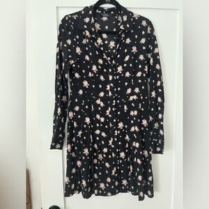 & Other Stories Black and Pink Long Sleeve Floral Dress